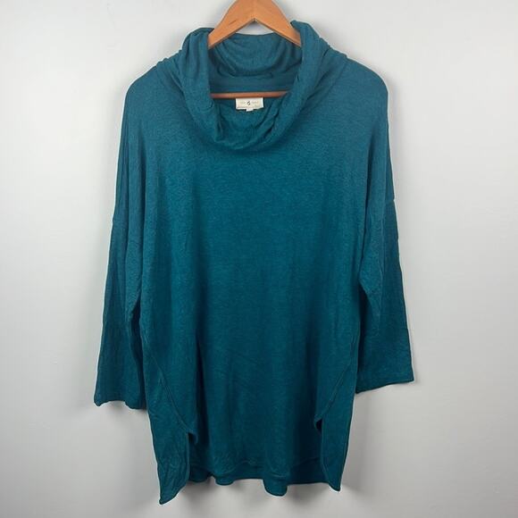 Lou & Grey oversized large teal cowl neck lightweight tunic sweater - Picture 1 of 8